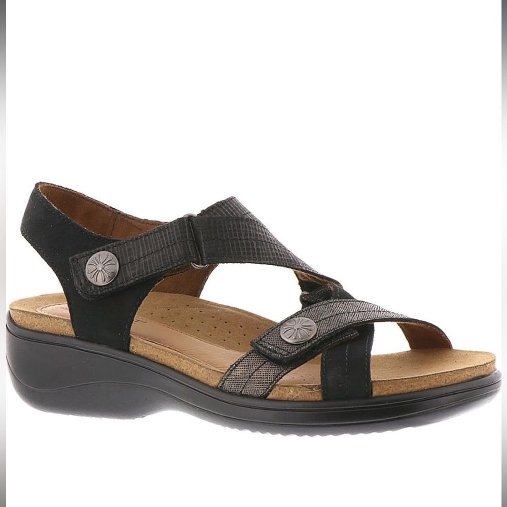 Rockport Cobb Hill Maisy Cross Band Black/Multi Sandals W Wide Width